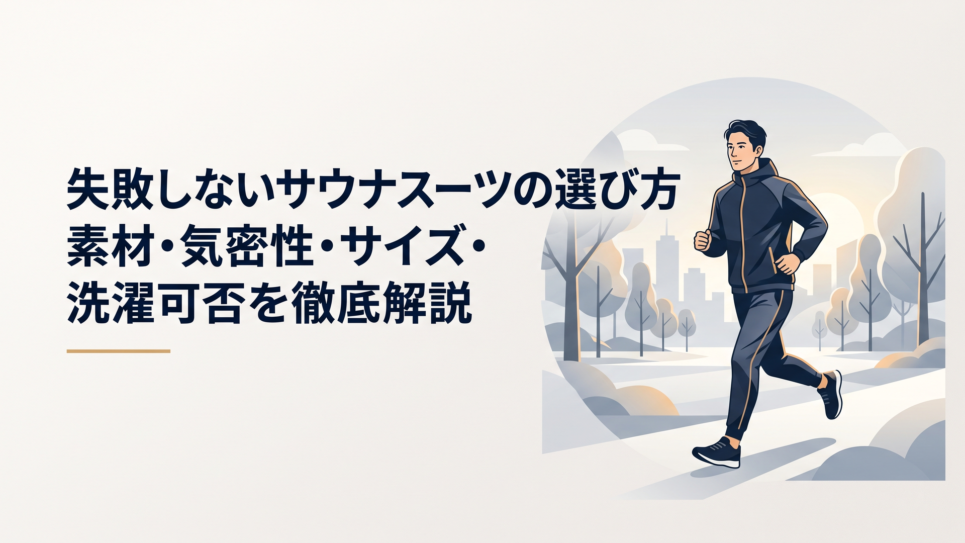サウナスーツを着て早朝の公園をジョギングする日本人男性のリアルな写真