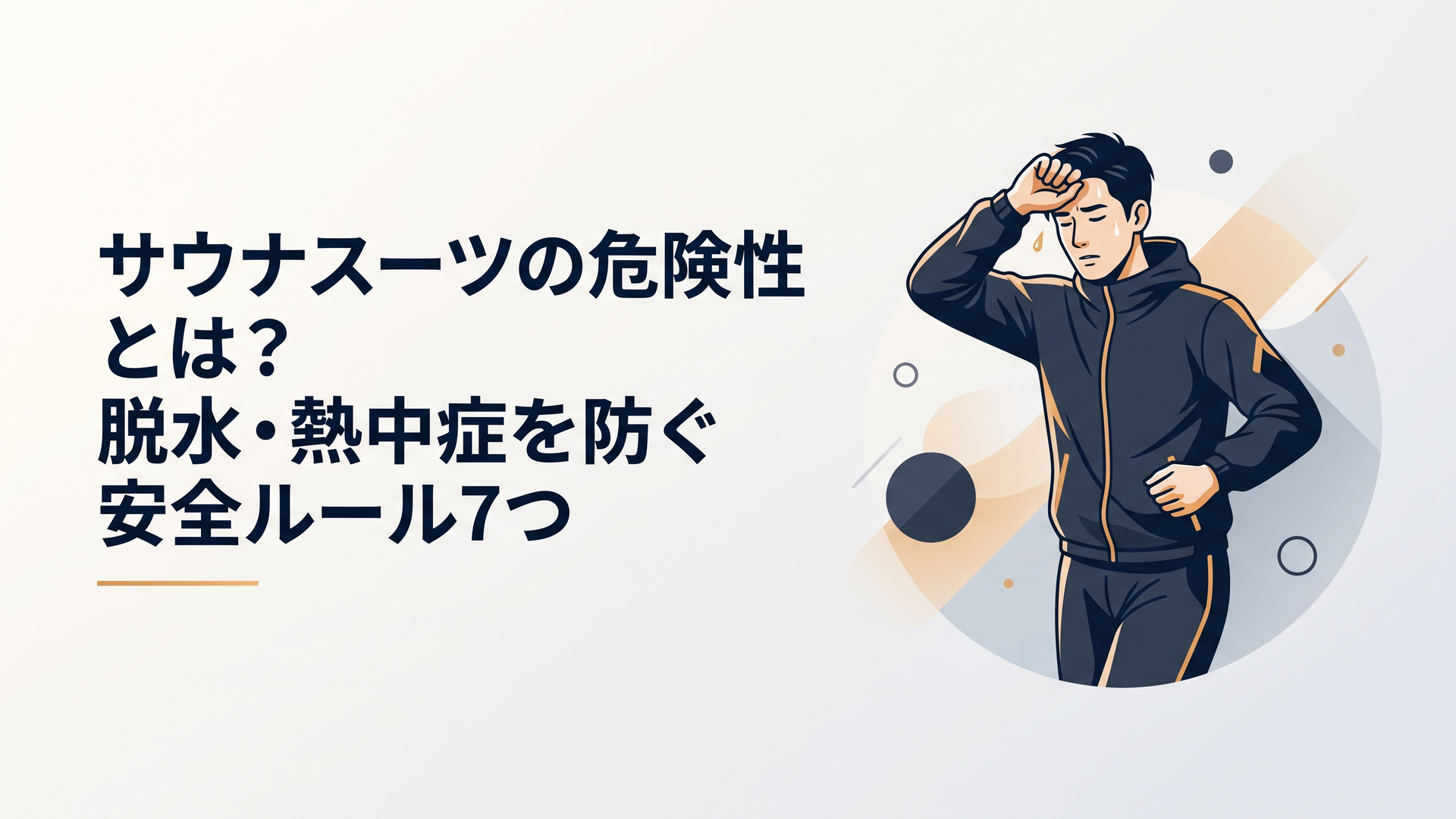 サウナスーツを着てジョギング後に額の汗をぬぐう日本人男性の実写写真