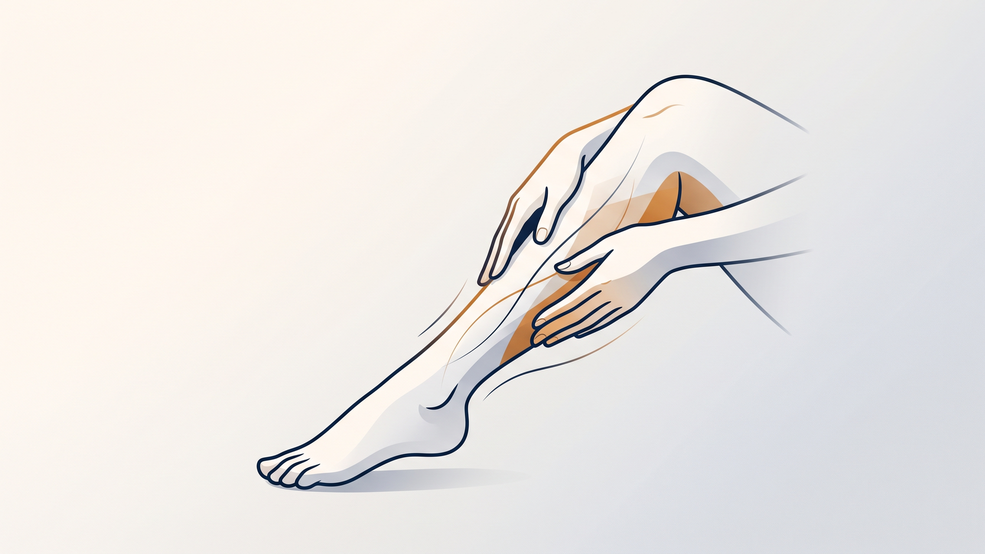 足首からふくらはぎへ両手でなで上げるマッサージのイラスト